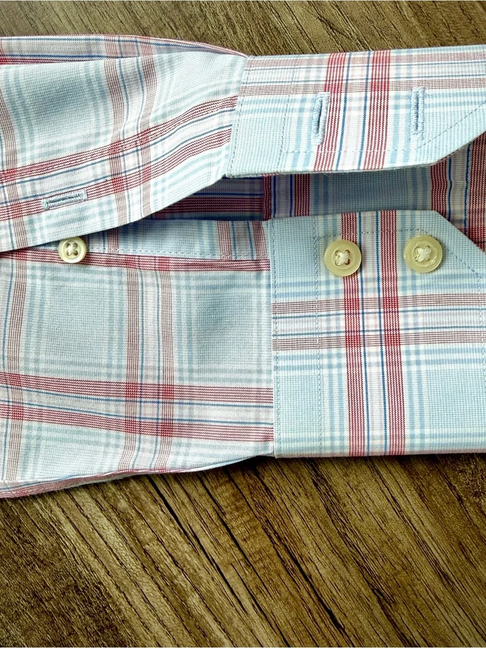 Banana Republic Non-Iron Slim Fit Plaid Dress Shirt Men’s Medium Blue Pink